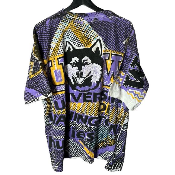 VTG UW Huskies All Over Print T Shirt XL - Picture 4 of 4